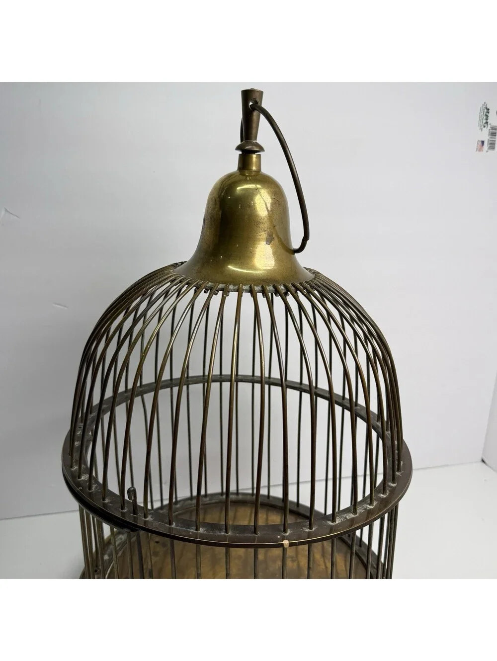 Vintage Solid Brass Birdcage Hanging Round Animal Metal Victorian Style Aviary